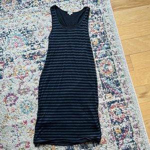 Splendid Blue/Black Striped Midi Dress Double Layered Size S